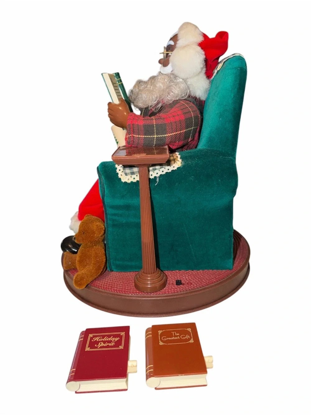 Vintage Avon 1999 Animated Read Me A Story Sitting African American Santa Doll